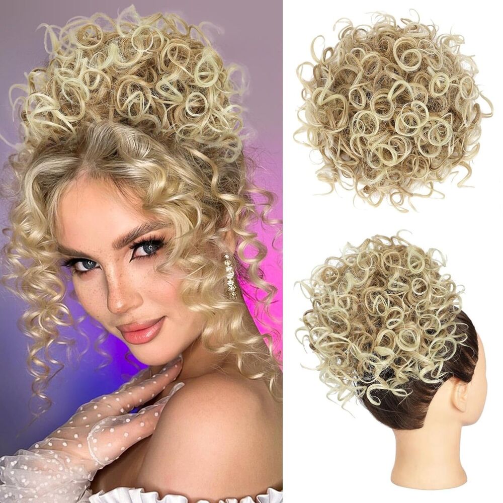 Hoojih Drawstring Loose Curly Messy Bun Hair Piece